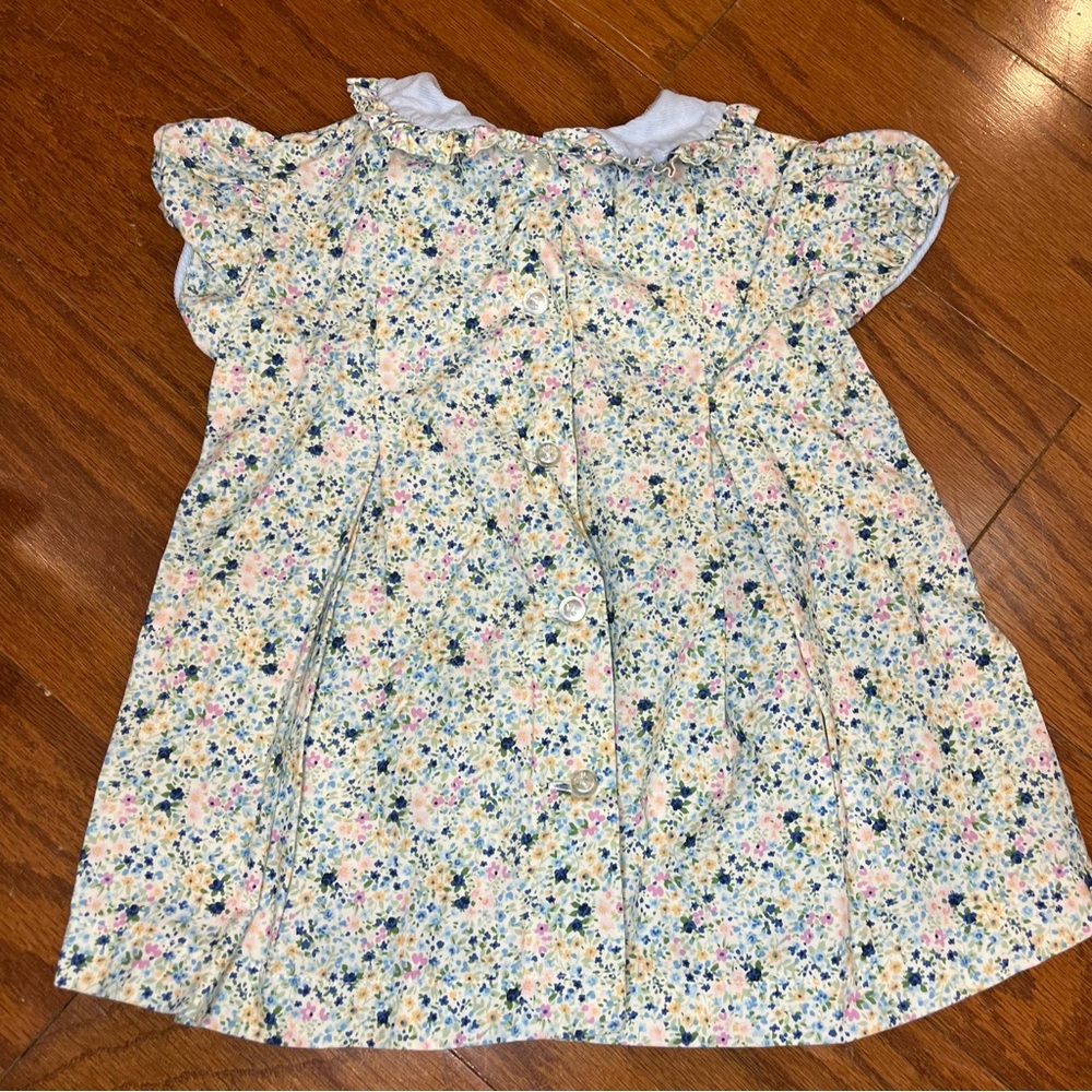 Anvy kids Floral Button-Down Dress collared with puff sleeves 12 months